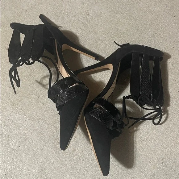 Zara Black Lace-Up Heels - Picture 11 of 16